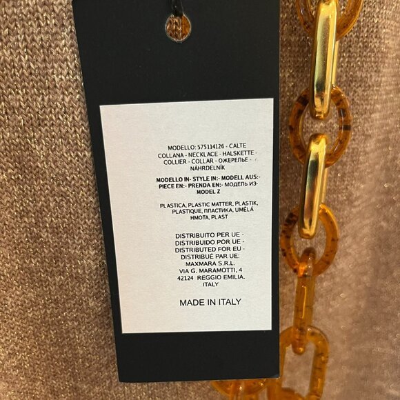 MaxMara resin statement necklace, orange/gold, NWT - Picture 3 of 3